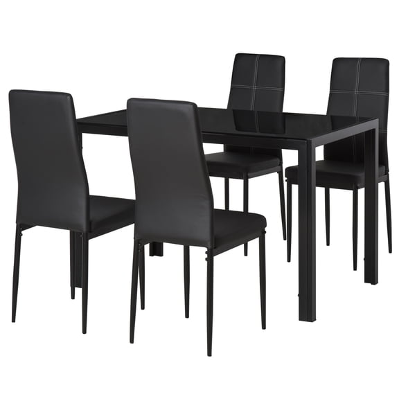 HOMCOM Dining Table Set for 4, Rectangular Glass Kitchen Table With Chairs