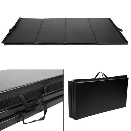 Costway Black 4'x10'x2" Thick Folding Panel Gymnastics Mat Gym Fitness Exercise Mat