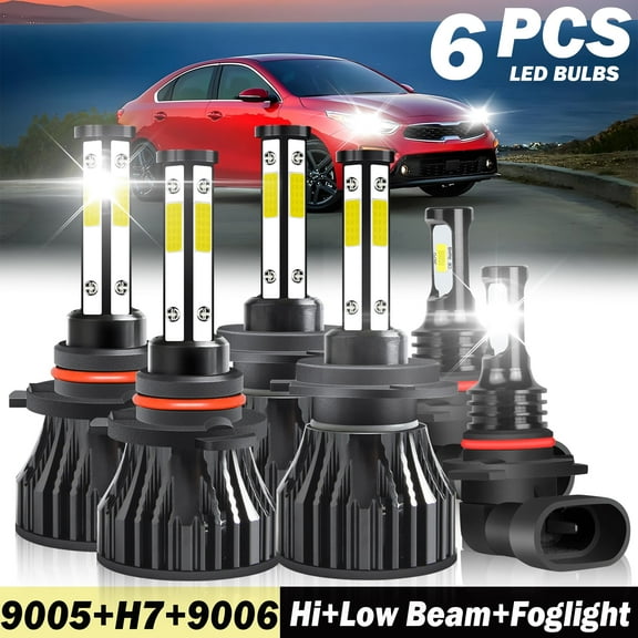 9005 H7 High&Low Beam for Kia Forte 2019 2020 LED Headlights 9006 Fog Lights 6pcs