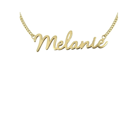 14K Gold  Script Name Plate Necklace | Style #5