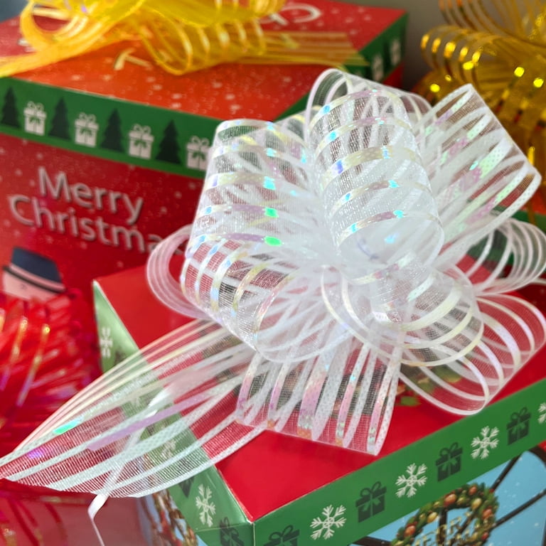 12Pcs Heart Organza Gift Pull Bows, 6 Inch | Assorted Colors For Gift Wrapping, Christmas, Birthday, Valentine's Decor
