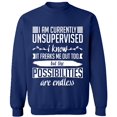 thumbnail image 2 of OXI Crewneck Sweatshirt - I am Currently Unsupervised, Basic Casual Sweatshirts for Men's and Women Fleece Sweatshirt Long Sleeve - Navy Blue Medium, 2 of 2