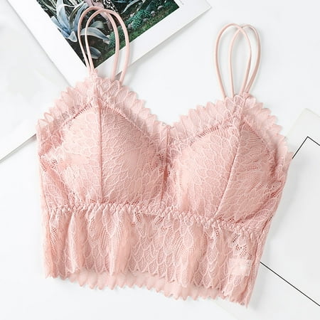 

TIANEK Wireless Bralette for Ladies Casual Strap Sexy Padded Spandex Hollow Out Everyday Underwear Clearance