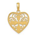 thumbnail image 3 of Diamond2Deal 10k Yellow Gold with Rhodium Beaded Filigree Fashion Heart Charm Pendant for Women, 3 of 6
