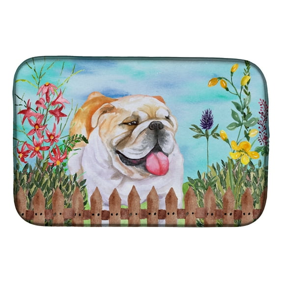 English Bulldog Spring Dish Drying Mat