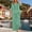 Green, variant on Lightweight Linen 2 Piece Outfit, Women's Embroidered V-Neck Top & Loose Wide Leg Pants for Summer & Weekend Beach, White XL