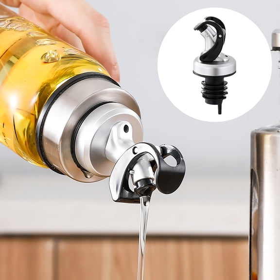 Flip-Top Bottle Pourer Stopper - Universal Wine and Oil Dispenser for Kitchen Bottle Mouth Attachment - A