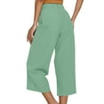 thumbnail image 4 of WENWU Pants for Women'S Pants Casual Green Pants Womens Lounge Pants Wide Leg Lounge Pants with Pockets Summer Clothes for Women, 4 of 7