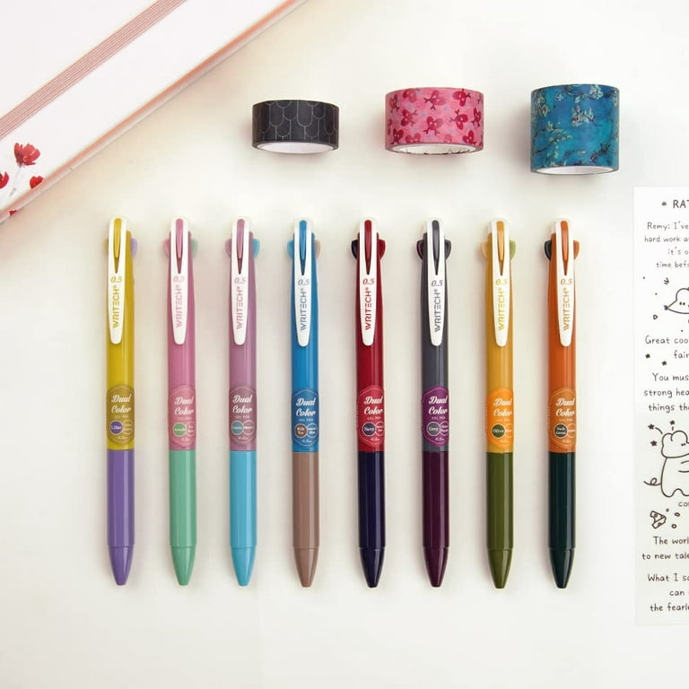 WRITECH Gel Pens Fine Point: Retractable 0.5mm Multicolor Ink 8ct
