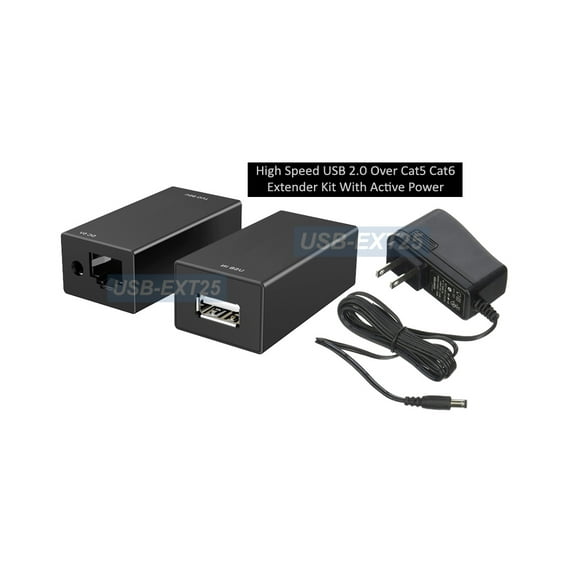 High Speed USB 2.0 Over Cat5E Cat6 Extender Kit With Active Power