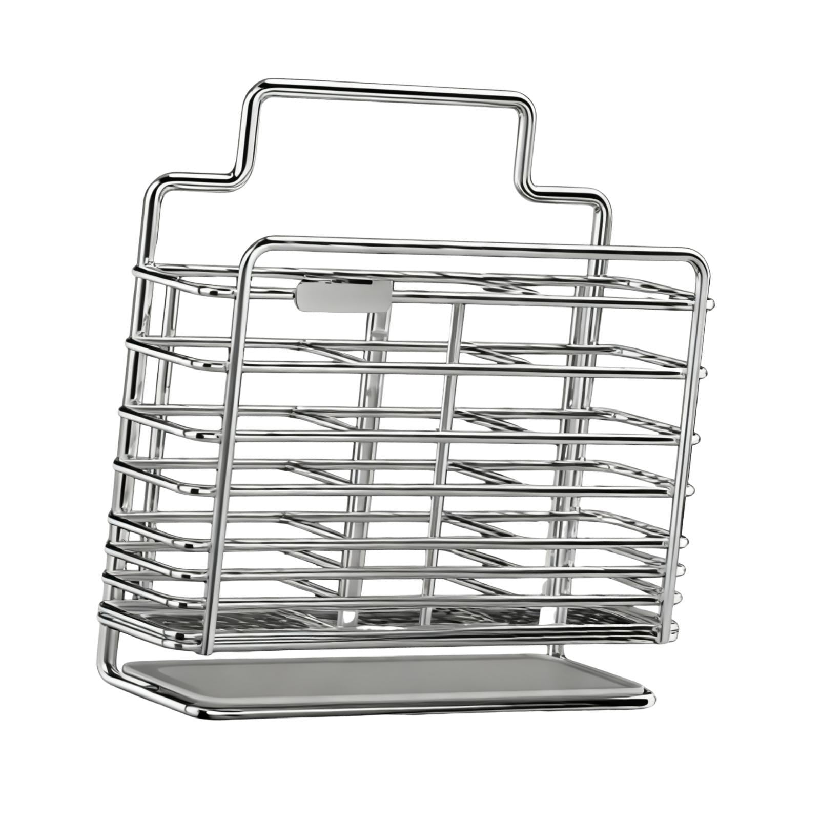 Utensil Holder Kitchen Organizer Cutlery Rack Stainless Steel Three Compartments for Home Wall Mount Storage Drying