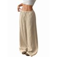 thumbnail image 4 of Wide Leg Pants for Women Flowy Palazzo Drawstring Elastic Waist Trousers Beach Vacation Clothes Color 4XL, 4 of 9
