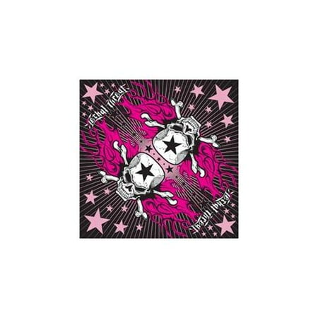 Balboa BLT005 Bandanna, 100 Percent Cotton, Lethal Threat Pink Star Skull
