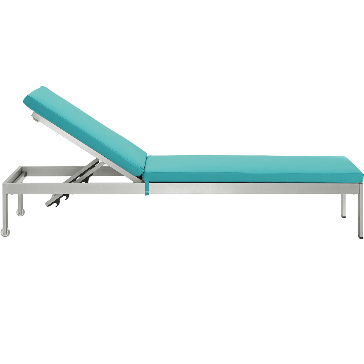 Shore Outdoor Patio Aluminum Chaise with Cushions Silver Turquoise - image 3 of 5