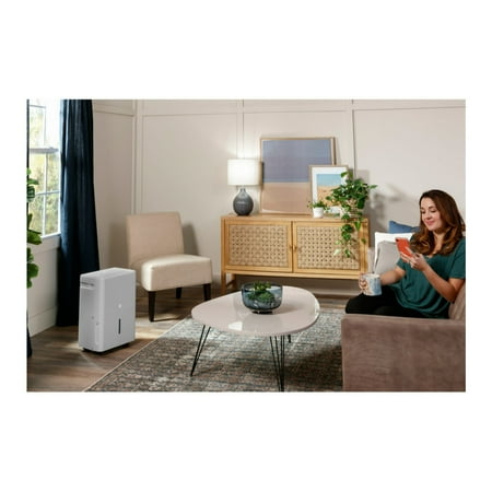 GE - 50-Pint Portable Dehumidifier with Built-in Pump and Smart Dry - Stratus Grey