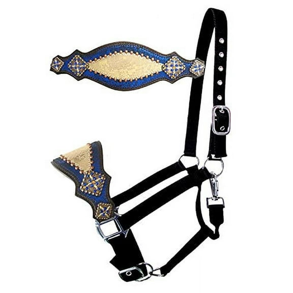 Showman Bronc Halter w/ Royal Blue & Gold Metallic Print