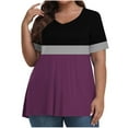 thumbnail image 1 of fheaev Hauts Grande Taille pour Femmes Haut d'Été Plissé Col Rond Manches Courtes Tunique Décontractée Basique Tee Blouses T-Shirts, 1 of 4