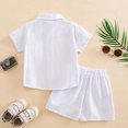 thumbnail image 6 of WERYOUNG Toddler Boys Girls Formal Outfits Short Sleeve Lapel Collar Solid Color Button Down Shirts Shorts 2 Piece Gentleman Sets Versatile Clothing Sets 12-18 Months, 6 of 6