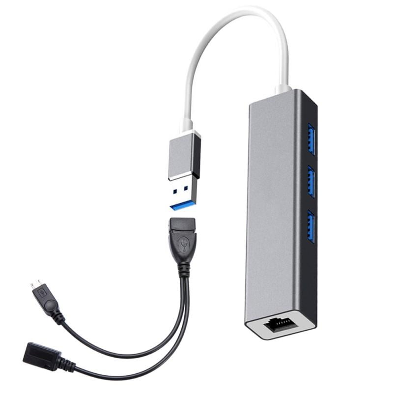 3 Ports USB 3.0 Gigabit Ethernet Lan RJ45 Network Adapter to 1000Mbps for MacBook Air MacBook Pro iMac Microsoft Surface ThinkPad Samsung Dell PC Gray - Walmart.com