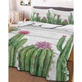 thumbnail image 3 of Quilts Twin Size Bedding Set, Green Cactus Tropical Lightweight Quilted Comforter, Grey Wooden Summer Soft Reversible Bedspread Coverlet with Pillow Covers for All Season, 68" x 86", 3 of 7