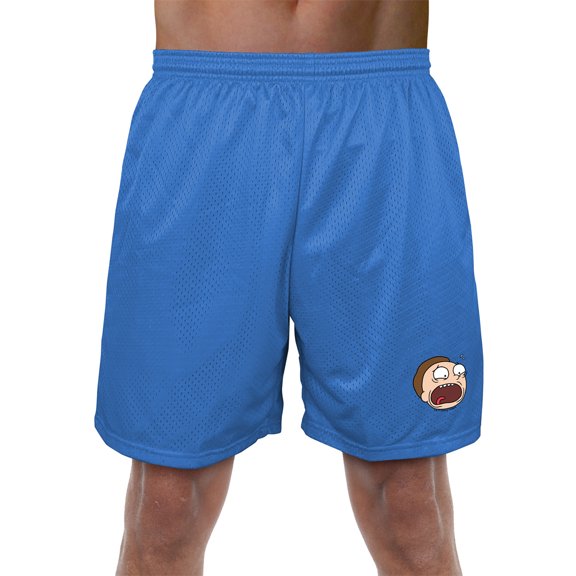 Rick and Morty Morty Headshot Mens Lined Mesh Shorts, Royal, X-Large