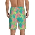 thumbnail image 2 of Balery Colorful Palm Leaves Men's Cotton Knit Pajama Shorts Waistband & Pockets,Short Pajama Pants-4X-Large, 2 of 8