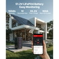 thumbnail image 2 of KFFKFF 48V 100Ah LiFePO4 Lithium Battery with Integrated 100A BMS, 51.2V Server Rack Design, Bluetooth Monitoring, 5.12kWh Capacity, Up to 6000 Cycles, LCD Screen, Ideal for Off-Grid, Solar Systems, 2 of 9