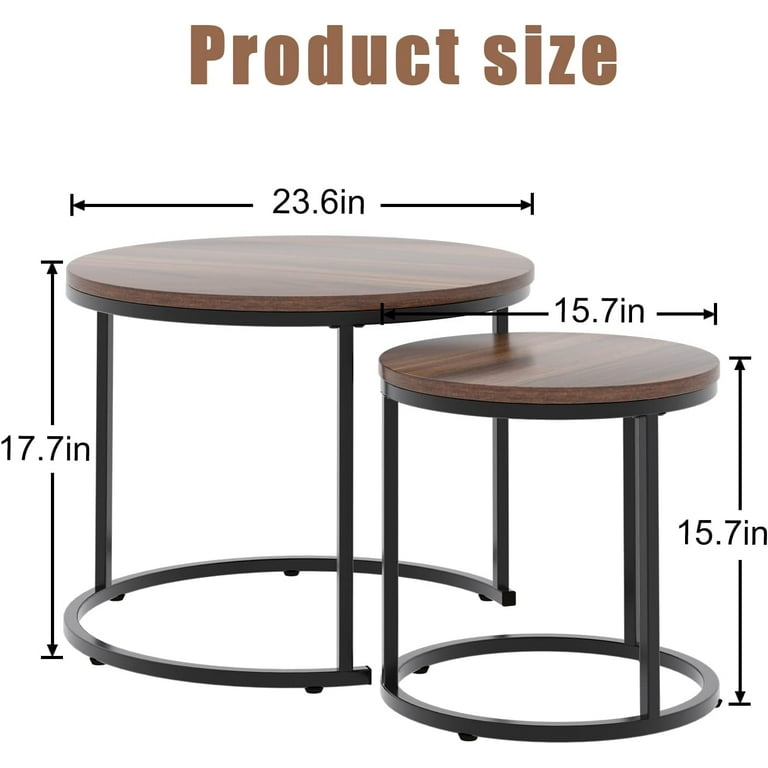 aboxoo Coffee Table Nesting Side Set of 2 End Table Top Sturdy