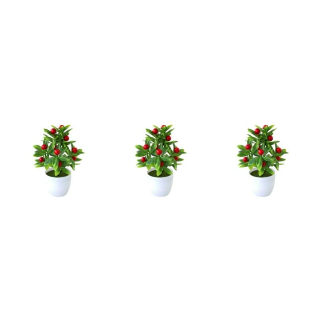 Youkk Stylish Ambience False Plants Collection Materials Artificial Potted Plants Zhaocai Tree Fruit 3Set