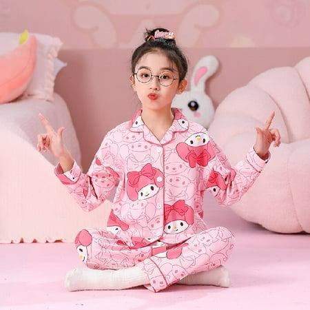 

Kawaii Sanrio My Melody Kids Pajamas Sets Cartoon Cinnamoroll Girls Home Clothing Anime Kuromi Boys Sleepwear Children Clothing