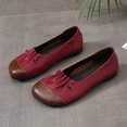 thumbnail image 3 of Tawop Womens Shoes Red Womens Shoes Casual Flat Leather Soft Retro Size 5.5, 3 of 9