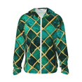 thumbnail image 1 of Vsdgher Sweat à Capuche Imprimé Mosaïque Verte pour Hommes et Femmes, Manches Longues Protection Solaire Pêche Course Natation-Grand, 1 of 7