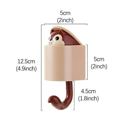 

LICHENG Squirrel Wall Hook Glue Household Cartoon Cute Hanger Key Umbrella Brown