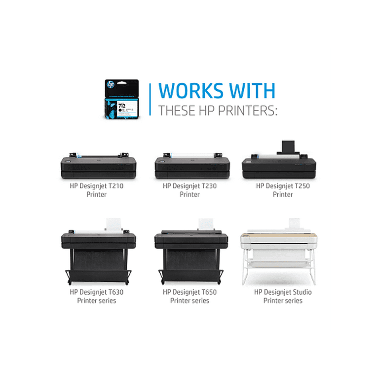 HP DesignJet Printer 712 80-ml Black Ink Cartridge, 3ED71A