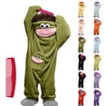 thumbnail image 2 of Funny Big Mouth Monster Onesie, Goofy Plush Cartoon Animal Costume, Ultra-Soft Halloween Cosplay Party Pajamas with Pocket & Pink Big Comb, Ages 2-10 Years, 2 of 11