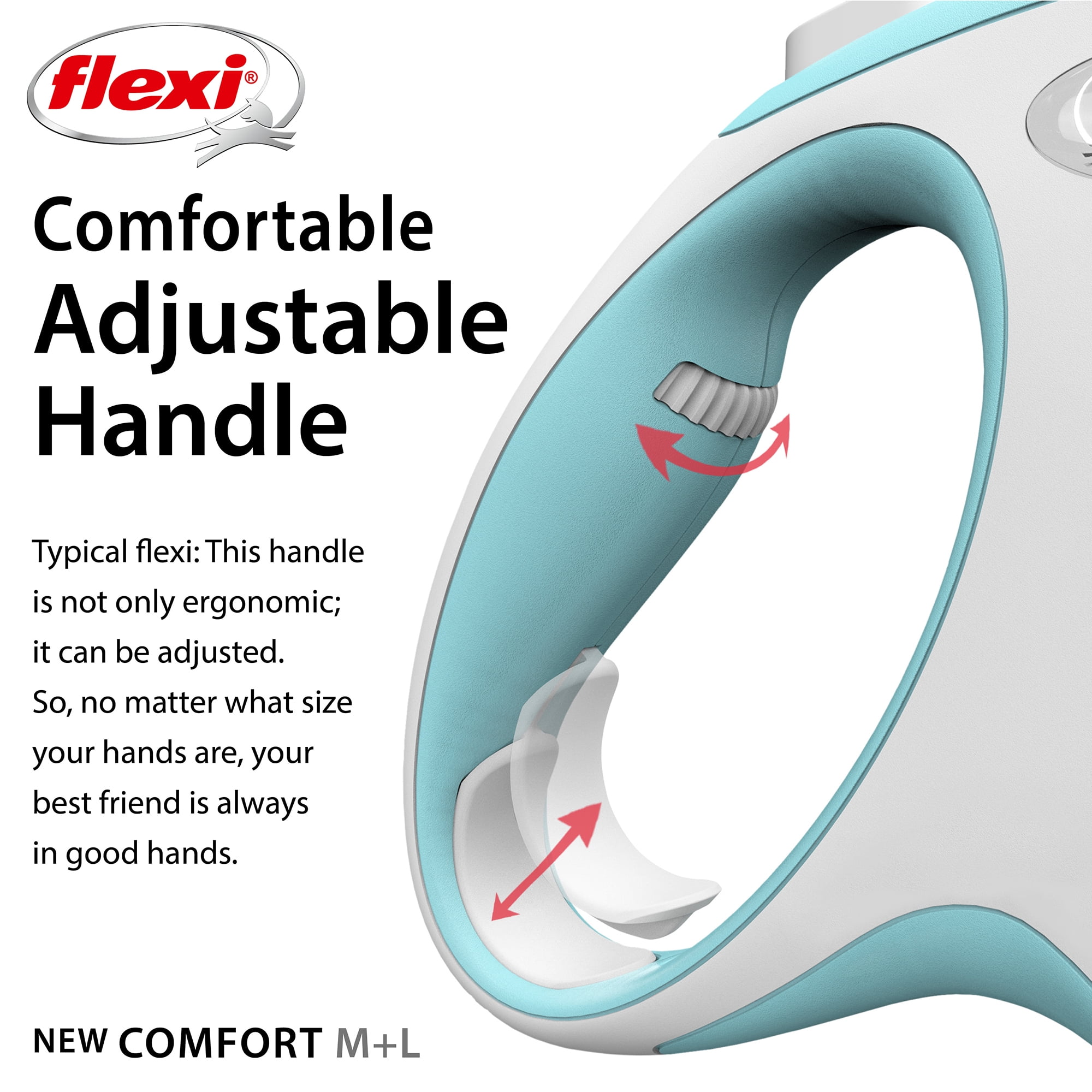 Flexi New Comfort Medium Tape Retractable Dog Leash, 16 ft, Blue (For Dogs up to 55 lbs)
