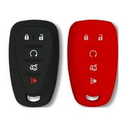 Autobase Silicone Key Fob Cover for Chevy Malibu Camaro Trax Traverse Trailblazer Sonic Cruze Blazer Volt Equinox Spark | Car Accessory for Chevrolet | Key Protection Case 2 Pcs (Black & Red)