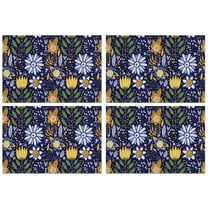 Pioneer Flower Floral Print Pattern Summer Placemats Table Placemats Set Of 4-Linen Kitchen Washable Placemats Table Mats 12x18 Inch Non-Slip Heat Resistant