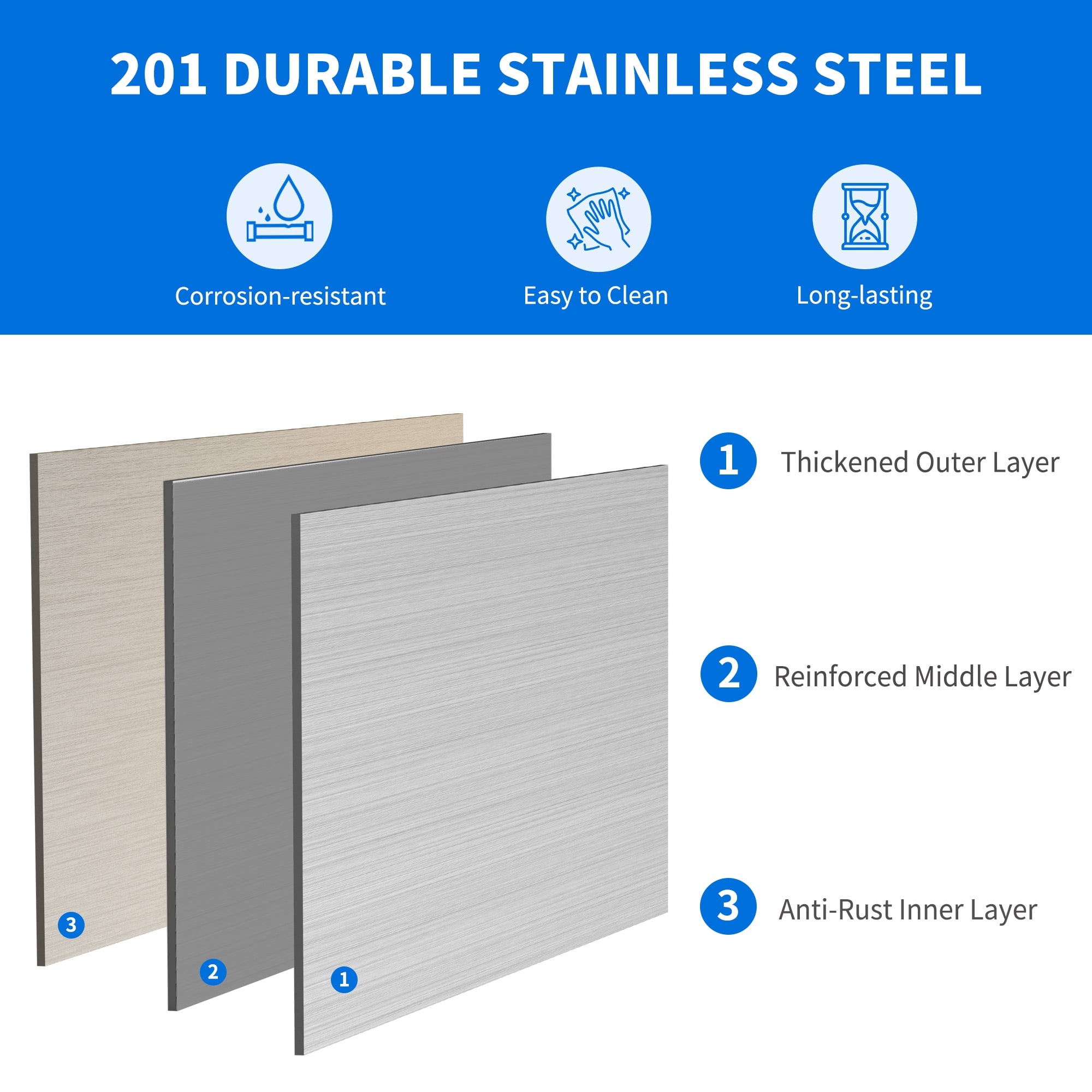 Dextrus 48" × 24" Stainless Steel Table with 2 Drawers, Work Table with Drawer