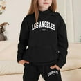 thumbnail image 2 of Kids Toddler Sweatsuit 2PC Long Sleeve Letter Printing Black Basic Hoodie Leggings Pants Fall Clothes Girls Jogger Set 2T, 2 of 5
