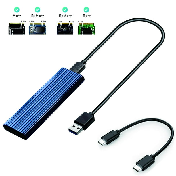 Convertidor de Adaptador M.2 a USB 3.1 shamjiam caja SSD M.2 azul