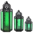 thumbnail image 3 of Moroccan Candle Lantern Decorative Set of 3 for Floor, Ramadan Decorations, Indoor Home Decor, Outdoor Patio or Porch, Weddings, Green, 3 of 8