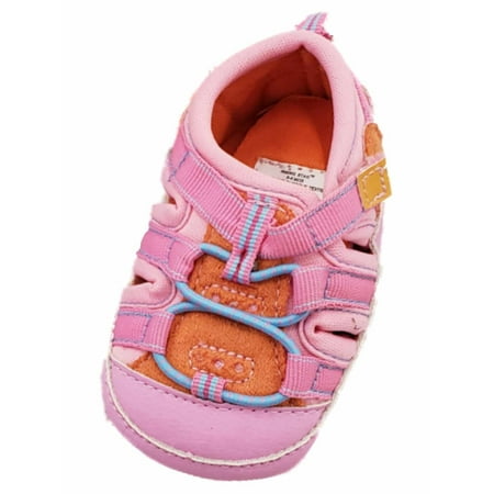 Infant Girls Pink & Orange Soft Sole Sneakers Summer Baby Shoes 2 (6-9M)