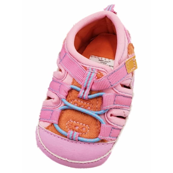 Infant Girls Pink & Orange Soft Sole Sneakers Summer Baby Shoes 1 (3-6M)