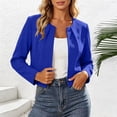 thumbnail image 6 of DeHolifer Cropped Coats for Women Crewneck Solid Color Open Front Crewneck Casual Lightweight Coat Blue M, 6 of 6