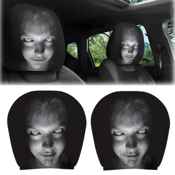 Scary Headrest Covers for Trucks, Scary Face Mask Car Seat Head Rest Cover