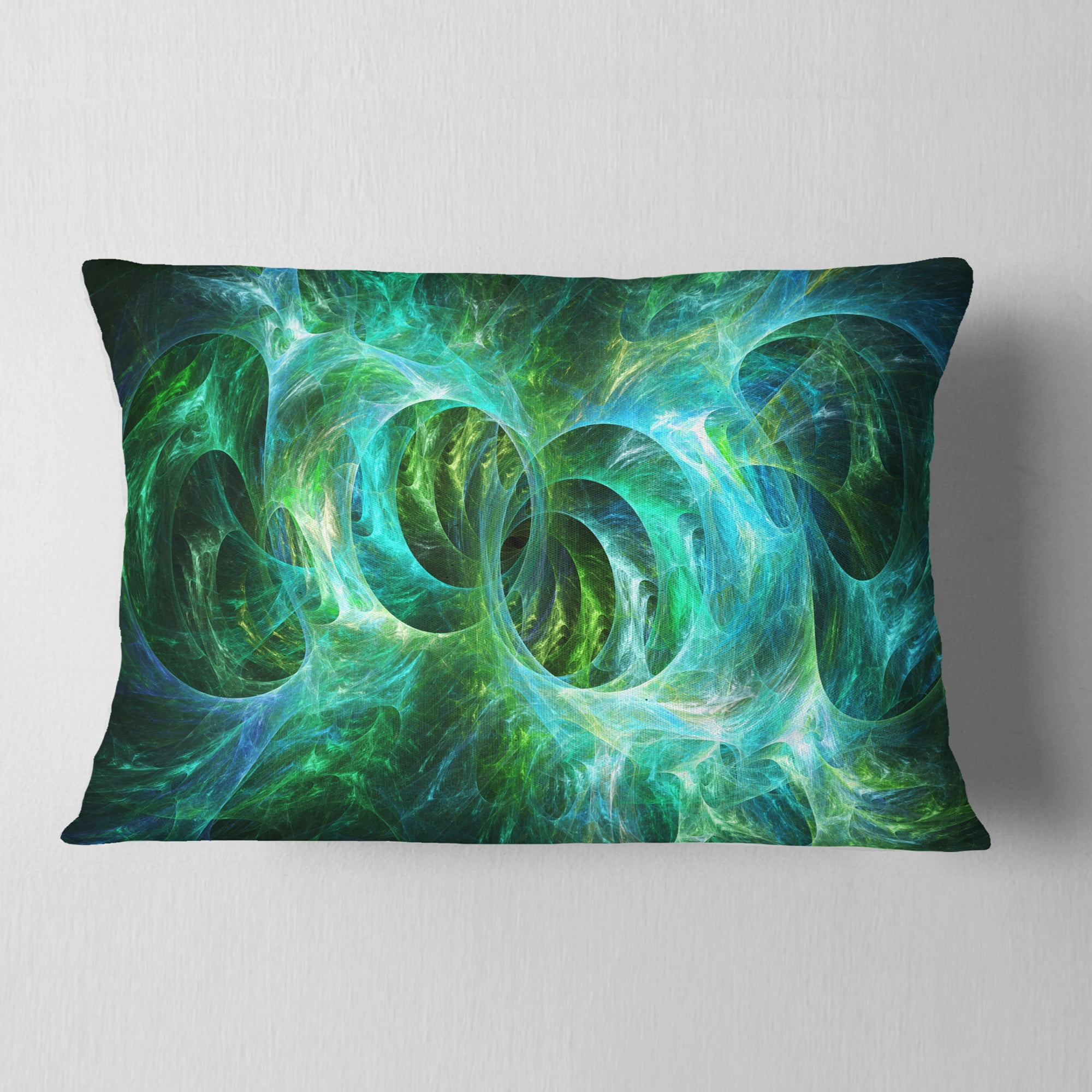 Designart Blue Fractal Ornamental Glass - Abstract Throw Pillow - 12x20