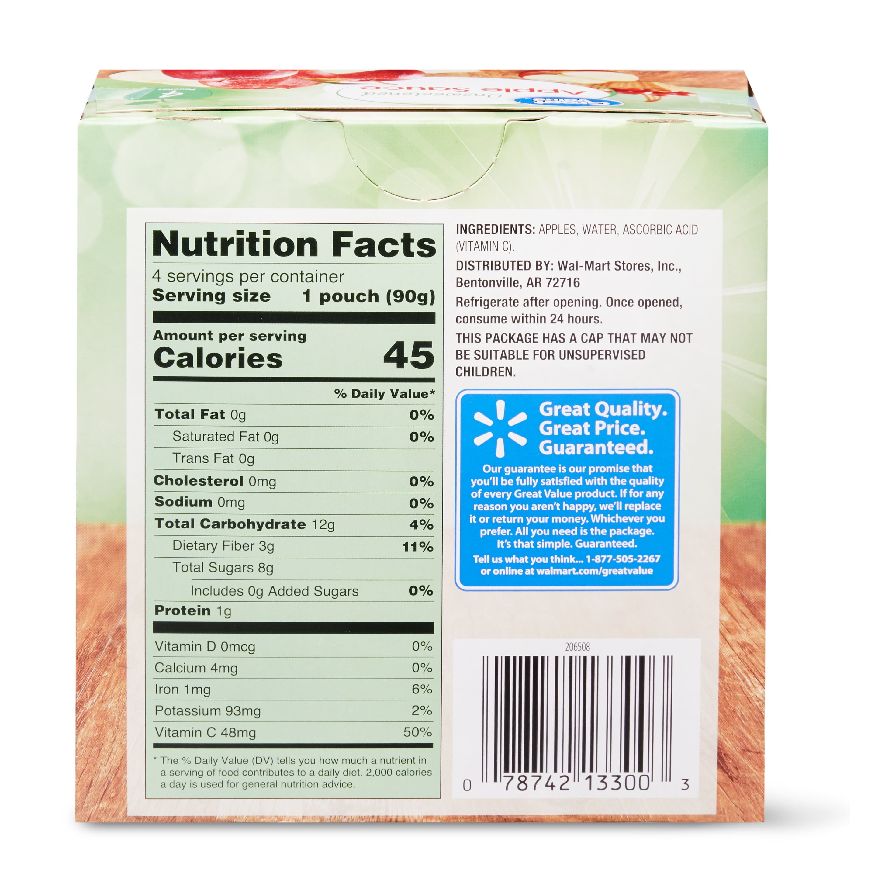 great value applesauce nutrition facts