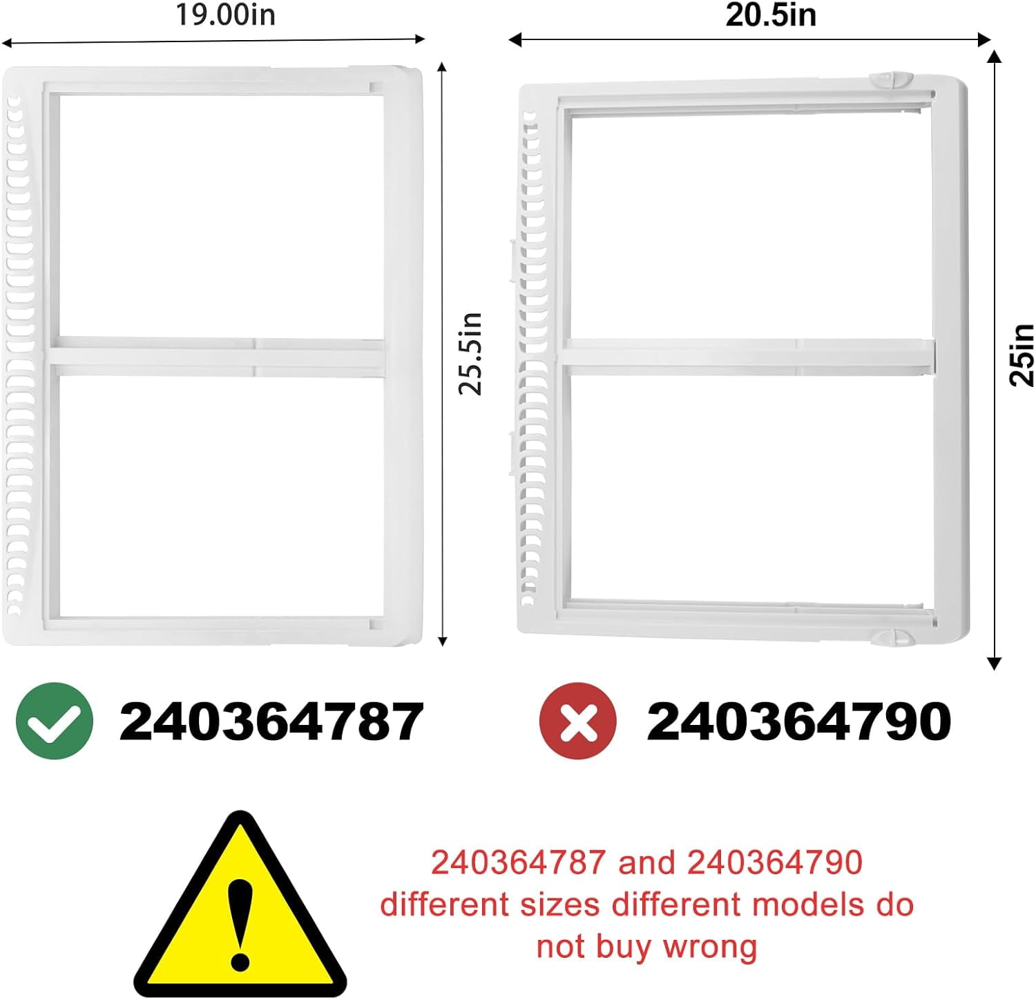Drawer Cover Frame Compatible Crisper for Frigidaire Refrigerator Part Number 240364787 AP4432913 240364714 240364725 240364794 1512532 216979402 216995502 240364747 240364764 240364778 2363600