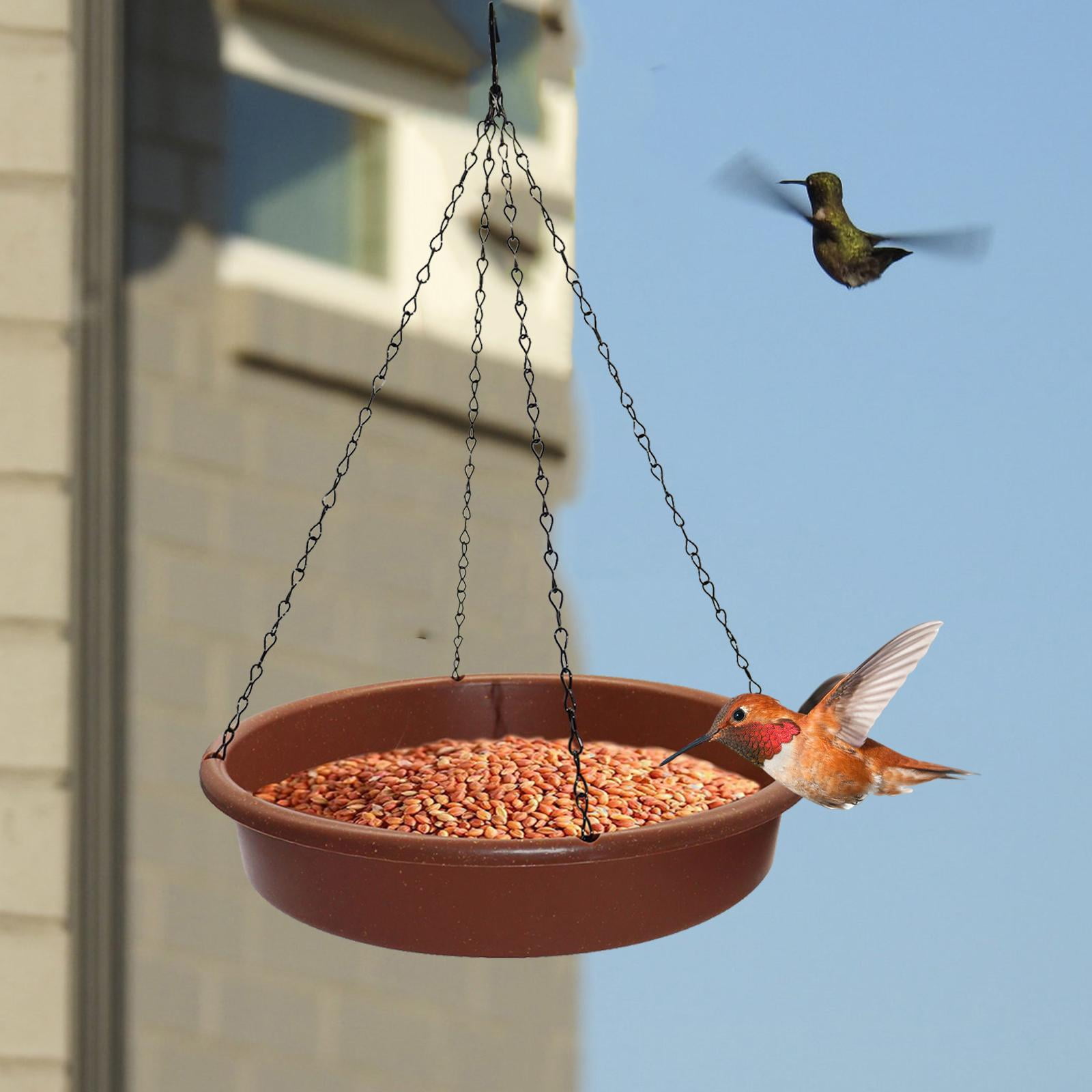 Bird Waterer with Metal Hooks, Hanging Bird Bath and Chain, Bird Water Bowl, Bird Feeder for Outdoor Patio Tree Parrot